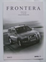 Opel Preisliste Frontera Juli 1999