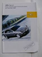 Opel Preisliste Signum 26.11.2004