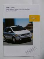 Opel Preisliste Zafira 26.11.2004