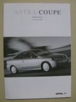 Opel Preisliste Astra Coupe Januar 2001 NEU