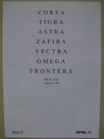 Opel Preisliste Corsa Tigra Astra Zafira Vectra Omega Frontera