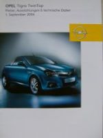 Opel Preisliste Tigra TwinTop September 2004 NEU