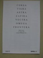 Opel Preisliste alle Modelle August 1999 NEU
