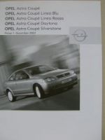 Opel Preisliste Astra Coupè +Sondermodelle Dezember 2003