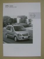 Opel Preisliste Agila Dezember 2003 NEU