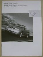 Opel Preisliste Astra Cabrio +Linea Rossa Dezember 2003