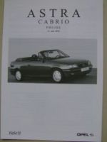 Opel Preisliste Astra Cabrio Juli 1999 NEU
