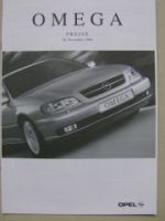 Opel Preisliste Omega B November 1999