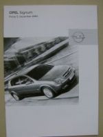 Opel Preisliste Signum Dezember 2003