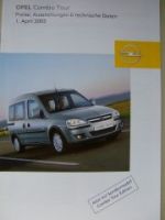 Opel Preisliste Combo Tour April 2005