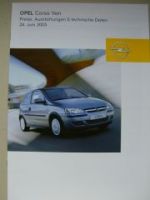 Opel Preisliste Corsa Van Juni 2005 NEU