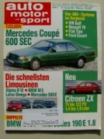 ams 3/1991 600SEC W140 Alpina B10 E34 M5 Lotus Omega 500E W124