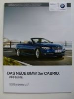 BMW 318i-335i-320d-330d Preisliste März 2010 E93 NEU