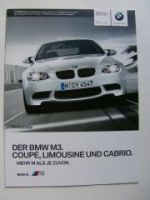 BMW Preisliste M3 Coupe E92 M3 Limousine E90 M3 Cabrio E93 2009