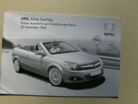 Opel Astra TwinTop Preisliste November 2008