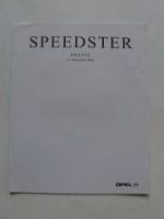 Opel Preisliste Speedster Januar 2002 NEU