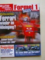 ams Spezial Formel 1 Saison 2003 BMW Mercedes Ferrari