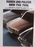 BMW 750i 750iL Farben & Polster Großformat Katalog September 1990