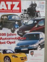 Automobiltechnische Zeitschrift 11/1999 100 Jahre Automobilbau bei Opel,neue Audi S6,