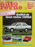 auto revue 10/1982 Opel Corsa A TR,Volvo 360GLT,Citroen BX,Nissan Sunny,Mitsubishi Starion,Peugeot 504 Cabrio