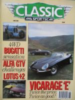 Classic and sportscar 6/1990 Jaguar E-Type,Bugatti Typ53,Lotus Elan Plus2 vs. Alfa  2000GTV,