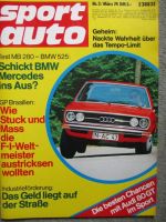 sport auto 3/1974 Audi 80GT,BMW 525 E12 vs. Mercedes Benz 280,Spoirtlenkräder im Test,