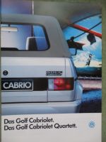 VW Golf Typ17 Cabriolet +Quartett 72kw Katalysator Katalog August 1990 Rarität