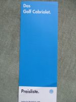 VW Golf Cabriolet Preisliste Modelljahr 1995
