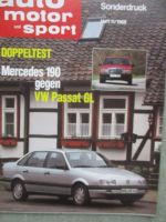 auto motor und sport 11/1988 Merdes Benz 190 W201 vs. VW Passat GL Typ35i Limousine