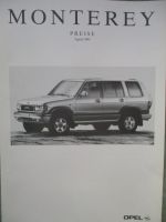 Opel Monterey Preisliste April 1995 +RS +LTD