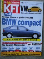 kft die Autozeitschrift 3/1994 BMW compact E36/5, Vergleich Corsa B vs. Punto vs. Ibiza vs. Twingo vs. AX und Micra,