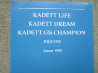 Opel Kadett E Life Dream GSi Champion Preisliste Januar 1990