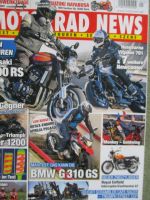 Motorrad News 1/2018 Kawasaki Z900RS,Triumph Triger 1200,Ducati Monser 821,BMW G310gS,Armec-BMW R nineT