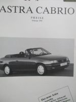 Opel Astra F Cabrio 52kw 85kw Preisliste Februar 1995