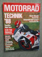 Motorrad 2/1988 Yamaha FZR 750 R,Fischer-Moto Guzzi +V65,Suzuki 750 Nuda,