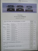 Mercedes Benz E-Klasse W210 Preisliste 15.Mai 1995 E220D E290TD E300D E200-E420