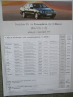 Mercedes Benz E-Klasse Limousine W210 E220d E290TD E300TD E200-E55 AMG 1.9.1997 Preisliste