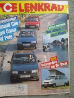 ACE Lenkrad 2/1991 Vergleichstest Opel Corsa A vs. Clio vs. Polo Coupé,Nissan Sunny,Reisemobile auf VW Transporter T4,F100,