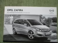 Opel Zafira Peisliste 18.November 2013 Family +Family Plus