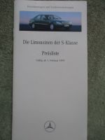 Mercedes Benz S-Klasse W220 Preisliste Februar 1999 S320 S430 S500 +langer Radstand