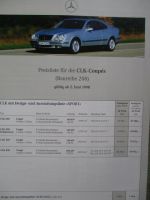 Mercedes Benz CLK-Coupés W208 200 230 Kompressor 320 430 Preisliste Juni 1998