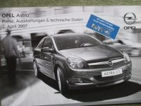 Opel Astra H GTC Preisliste 2. April 2007