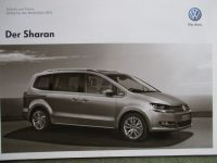 VW Sharan Preisliste TSI TDI Modelljahr 2012