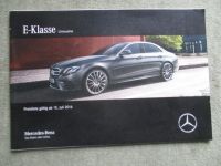 Mercedes Benz E-Klasse Limousine BR213 200d 220d 350d E200 E250 350e 400+4Matic E43 AMG Preisliste 15.Juli 2016