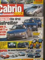 automobil Cabrio 2003 Katalog SLK R171,E46 Cabrio,A4 Cabrio,MX-5 vs. MG-F vs. 206CC,Citroen Pluriel