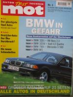 mot 1/1999 BMW 320i E46 vs. VW Bora 2.3,323ti E36/5 compact vs. A3 quattro,BMW 750i E38 vs. S500,BMW M5 E39