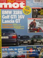 mot 1/1995 VG: BMW 318ti E36/5 compact vs. Golf3 GTi 16V vs. Lancia GT,F355, Seat Cordoba, Peugeot 106 XR 1.0 vs. Ibiza