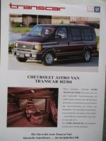 GM Chevrolet Astro Van Transcar 102/104 Prospektblatt Deutsch