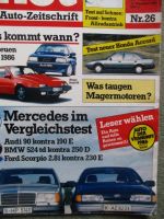 mot 26/1985 BMW 524td E28 vs. 250d W124,Audi 90 vs. 190E,Scorpio 2.8i vs. 230E W124,Honda Accord