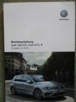 VW Golf VII +GTI +GTD +R Betriebsanleitung Deutsch November 2018 NEU